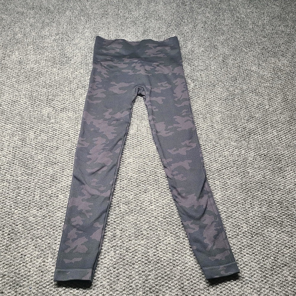 Spanx Look At Me Now Leggings Womens Small Black Gray Camo Pull On Seamless‎ XS